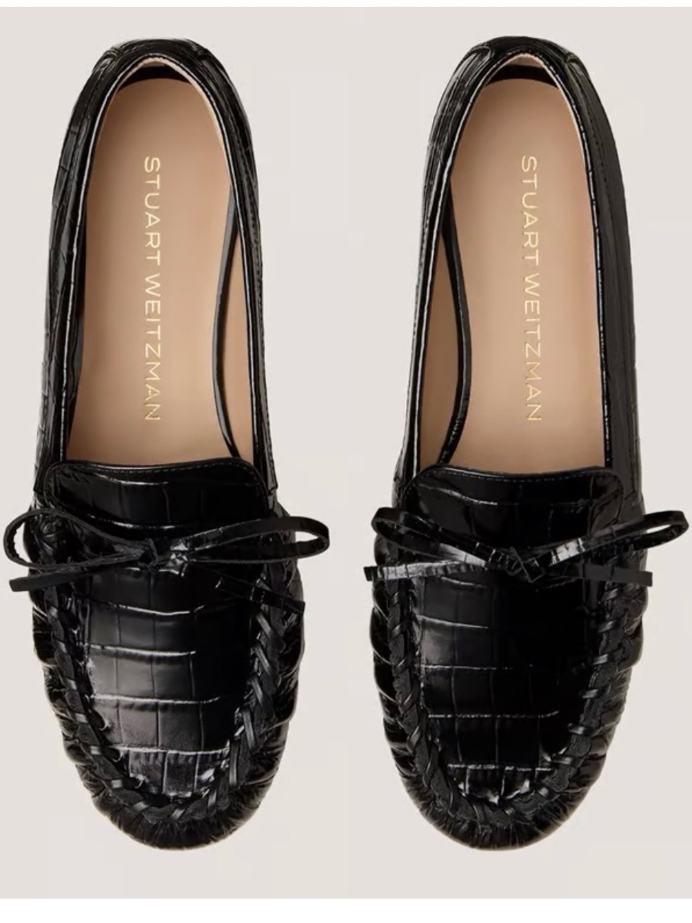 Stuart Weitzman “Britt Bow” Loafer brown patent snake print Sz 8m